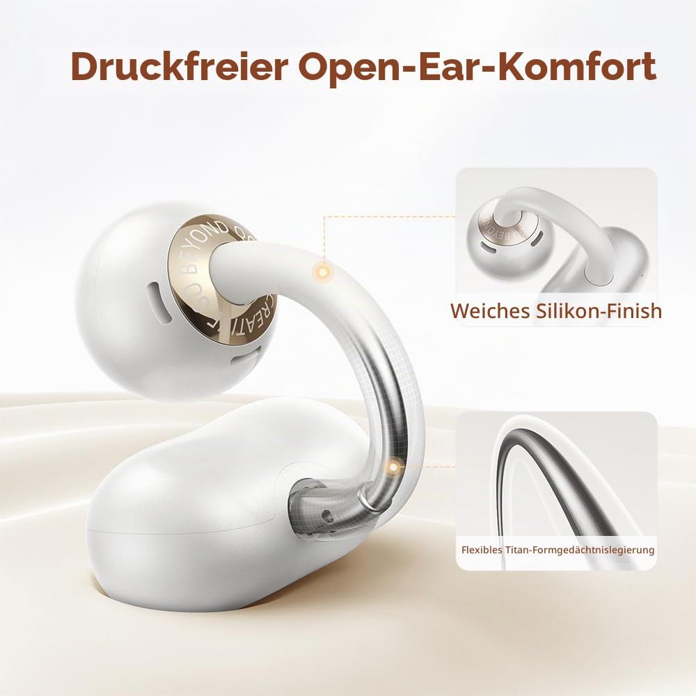 QCY Crossky C50 Open Ear Kopfhör,Clip on kopfhörer kabellos Bluetooth,Kraftvoller Bass,Geräuschunter
