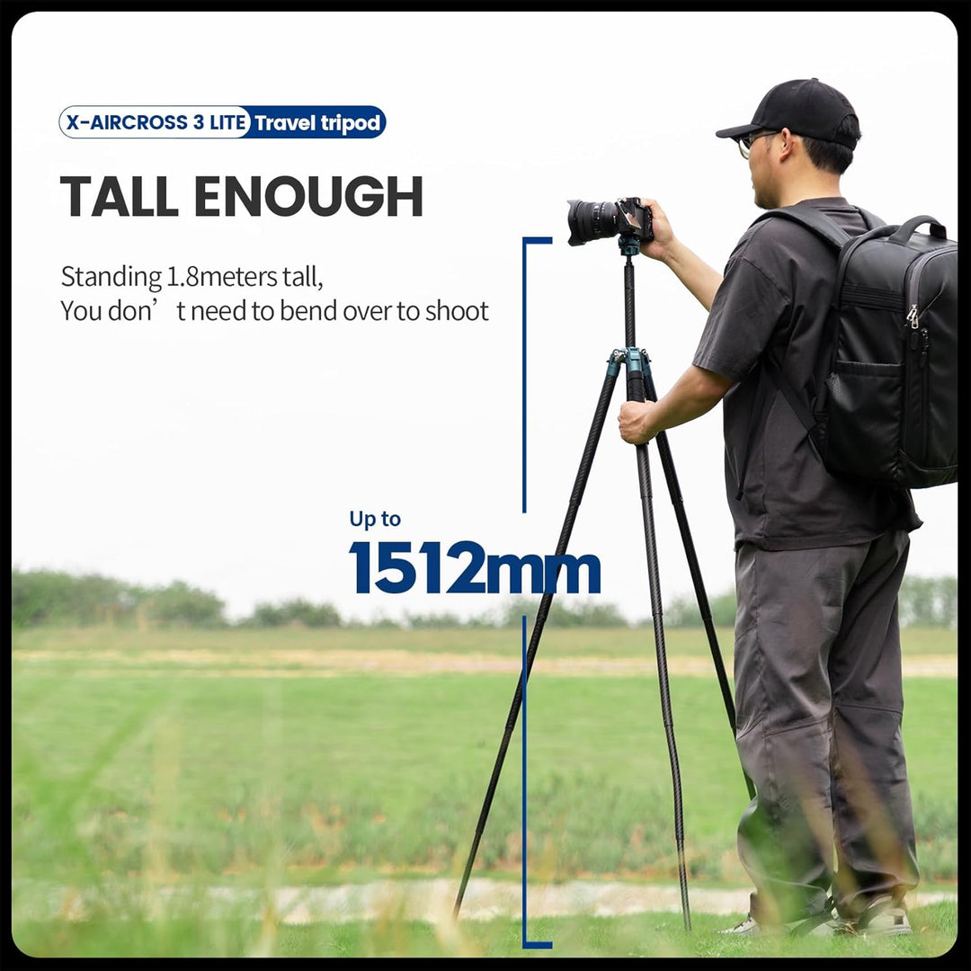 Fotopro Kohlefaser-Stativ 130 cm 360 Grad Kugelkopf, Schnellwechselplatte, leichtes Kamerastativ für