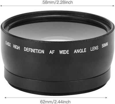 58mm Kamera Weitwinkelobjektiv, 0,45X Weitwinkel Makroobjektiv Universal für Canon für Nikon für Son