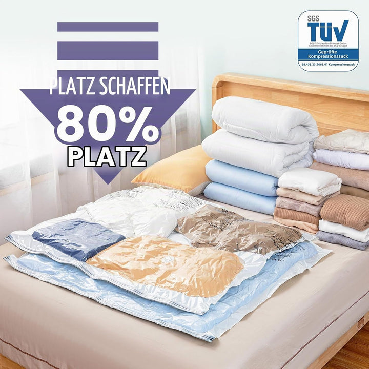 TAILI Vakuumbeutel für Bettdecken 6 Stück Super Gross 120 X 100 CM Vakuumierbeutel für Kleidung, Dec