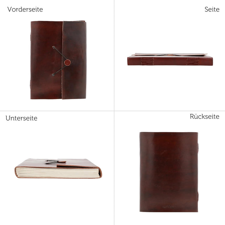 Gusti Leder nature Buch Notizblock Tagebuch Skizzenbuch Kladde Traditionell Gross Lederaccessoire Fo