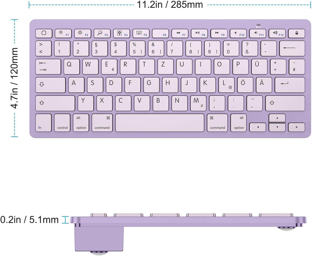 OMOTON deutsche Bluetooth Tastatur für iPad 10.9/10.2/9.7, Air 6/5/4/3, Pro 13/12.9/11/10.5 und iPho
