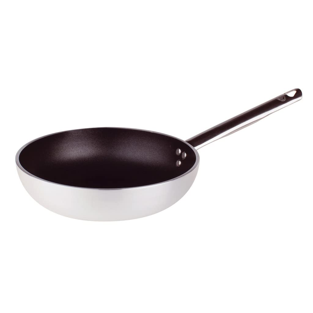 Pentole Agnelli Platinum Hochgestellte Bratpfanne aus Aluminium, Metall, Silber und schwarz, 40 cm,