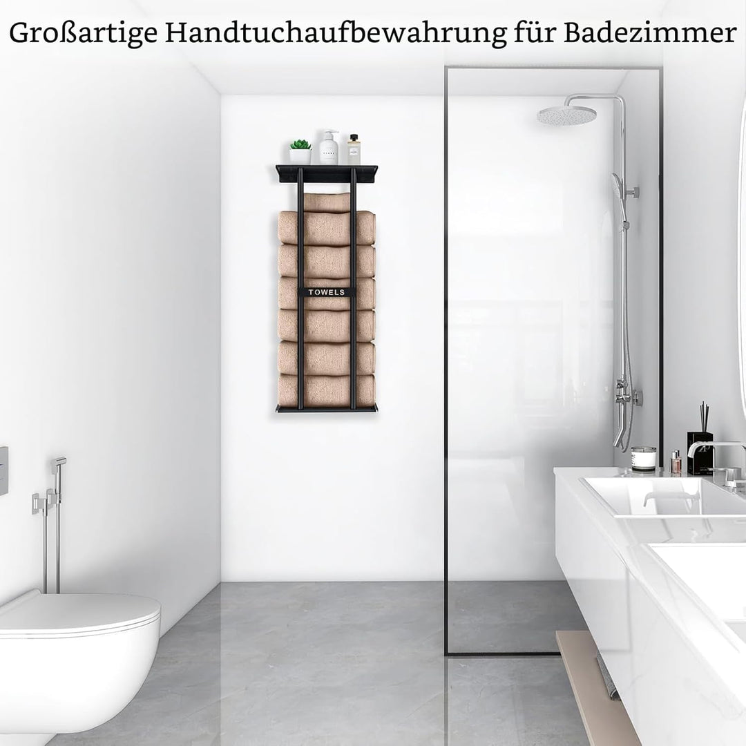 STWWO Handtuchhalter Wand Schwarz Grosse Handtuchregal Badezimmer 76cm Gästehandtuchhalter Wandmonta
