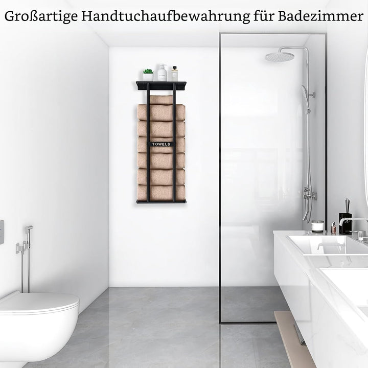 STWWO Handtuchhalter Wand Schwarz Grosse Handtuchregal Badezimmer 76cm Gästehandtuchhalter Wandmonta