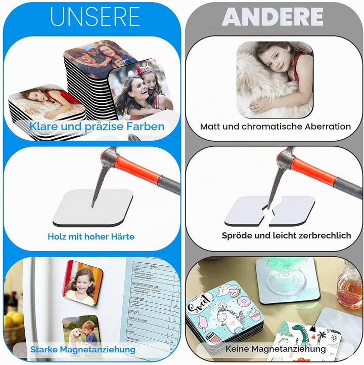 60 Stück Sublimations-Kühlschrankmagnete für Zuhause, Küche, Kühlschrank, Mikrowelle, Ofen, Wand, bl
