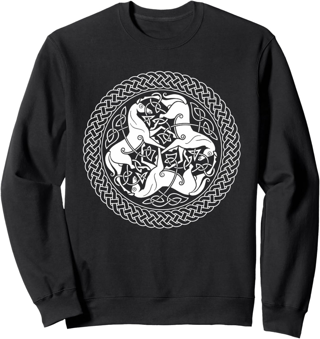 Keltischer Epona-Knotenring mit Pferden Sweatshirt