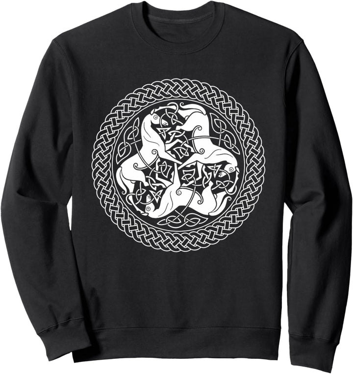 Keltischer Epona-Knotenring mit Pferden Sweatshirt