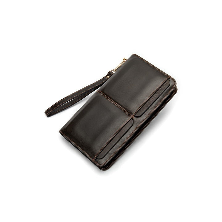 PORRASSO Leder Geldbörse Herren Clutch Tasche Kreditkartenetui Brieftasche Handytasche Portemonnaie