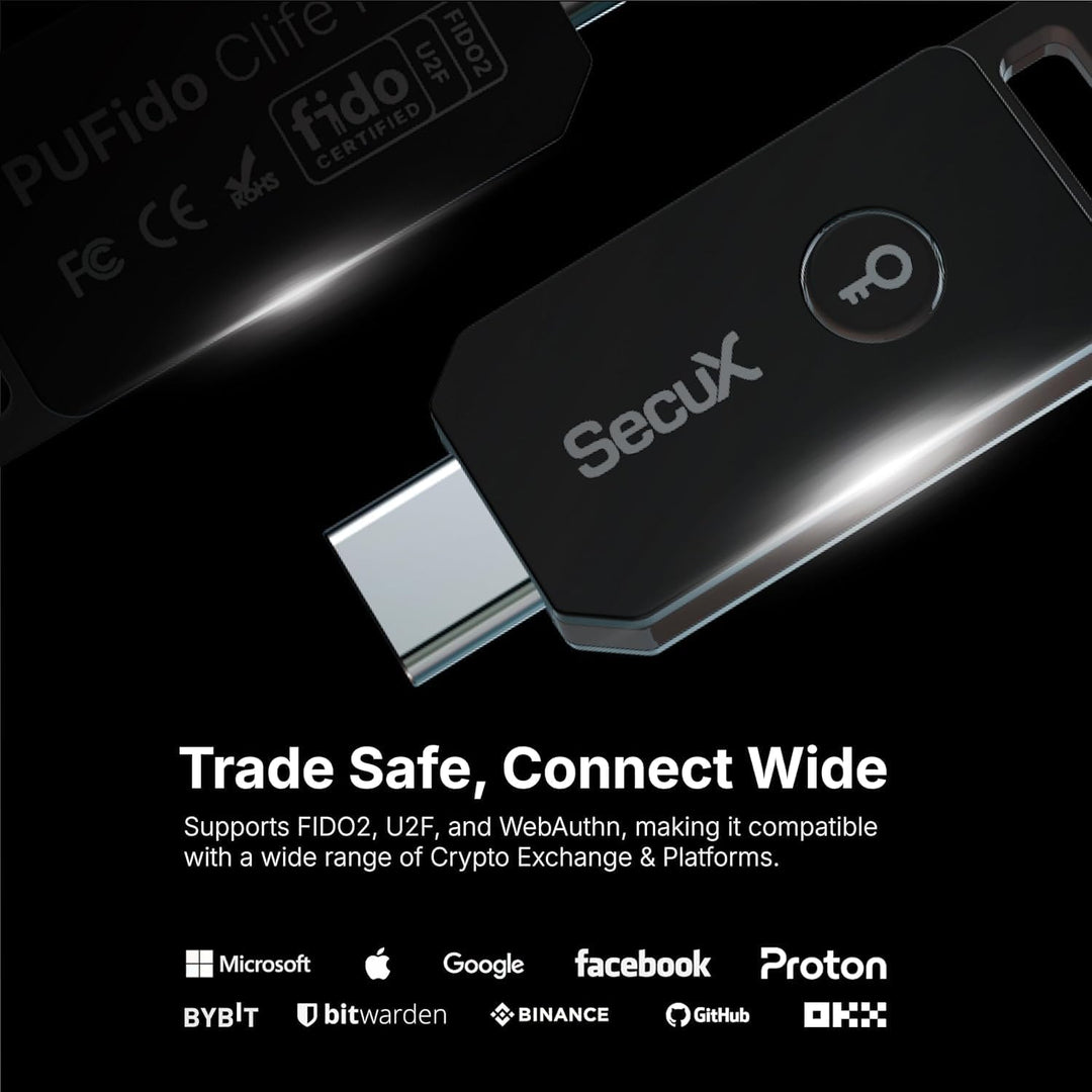 SecuX PUFido USB-C-Sicherheitsschlüssel mit PUF-Technologie, FIDO2/U2F-zertifiziert, Hardware-geroot