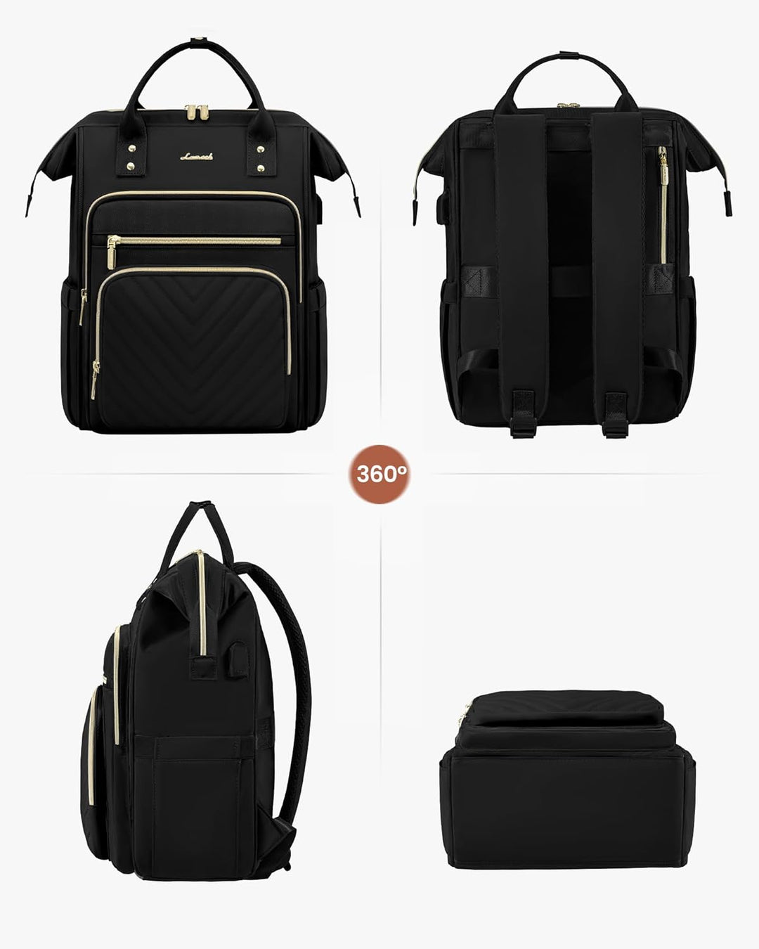 LOVEVOOK Rucksack Damen Gross, 17,3 Zoll Laptop Schulrucksack Mädchen Wasserdicht, Elegant Arbeitsta