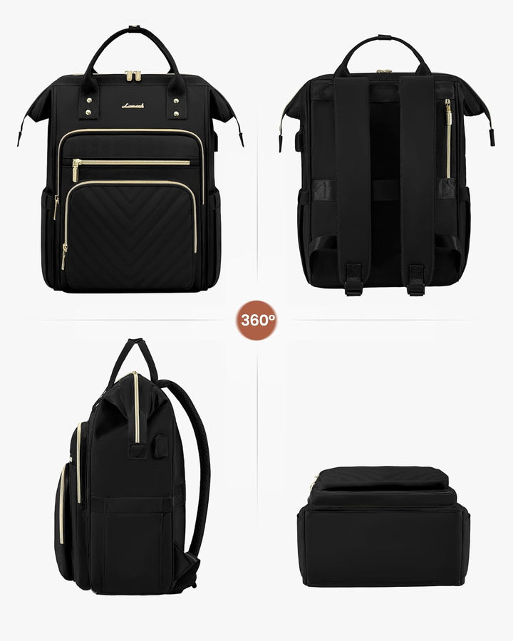 LOVEVOOK Rucksack Damen Gross, 17,3 Zoll Laptop Schulrucksack Mädchen Wasserdicht, Elegant Arbeitsta