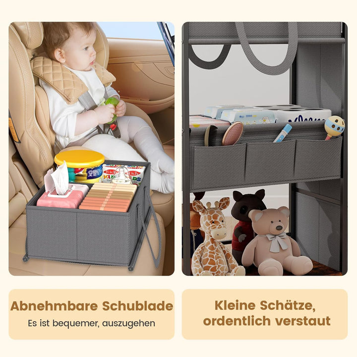 danpinera wickeltisch Organizer, wickelkommode Organizer mit Trennwänden, 3 Schubladen, Wickeltisch