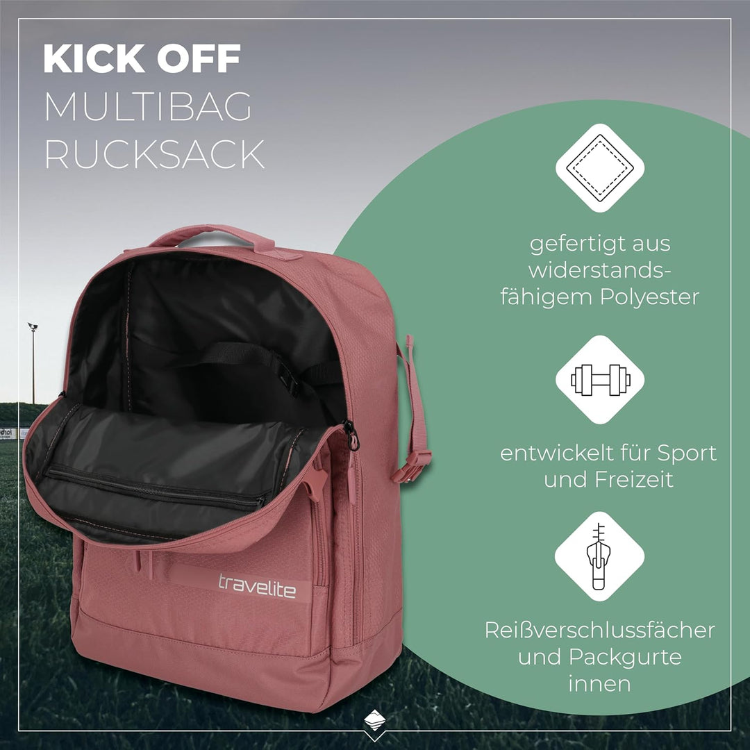 travelite Handgepäck Rucksack/Tasche erfüllt IATA Bordgepäck Mass, Gepäck Serie Kick Off: Praktische
