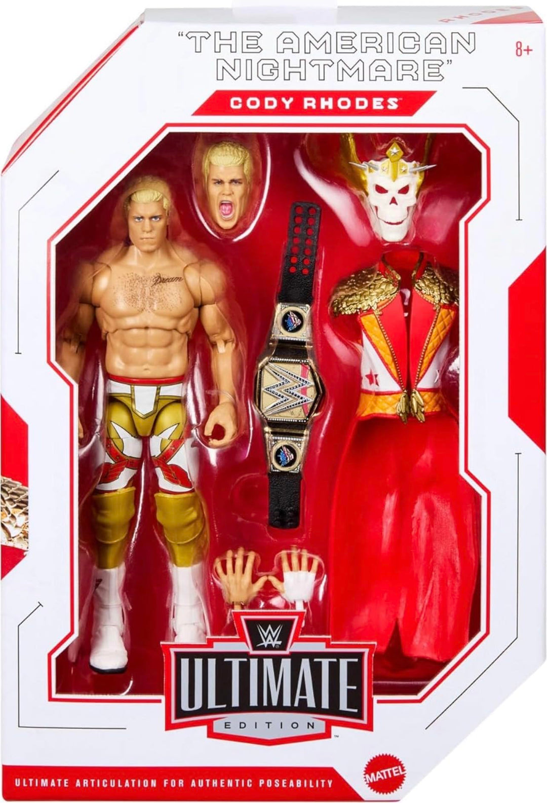 Mattel WWE Ultimate Edition Actionfigur und Zubehör im Set, ca. 15 cm grosse Cody Rhodes Sammelfigur
