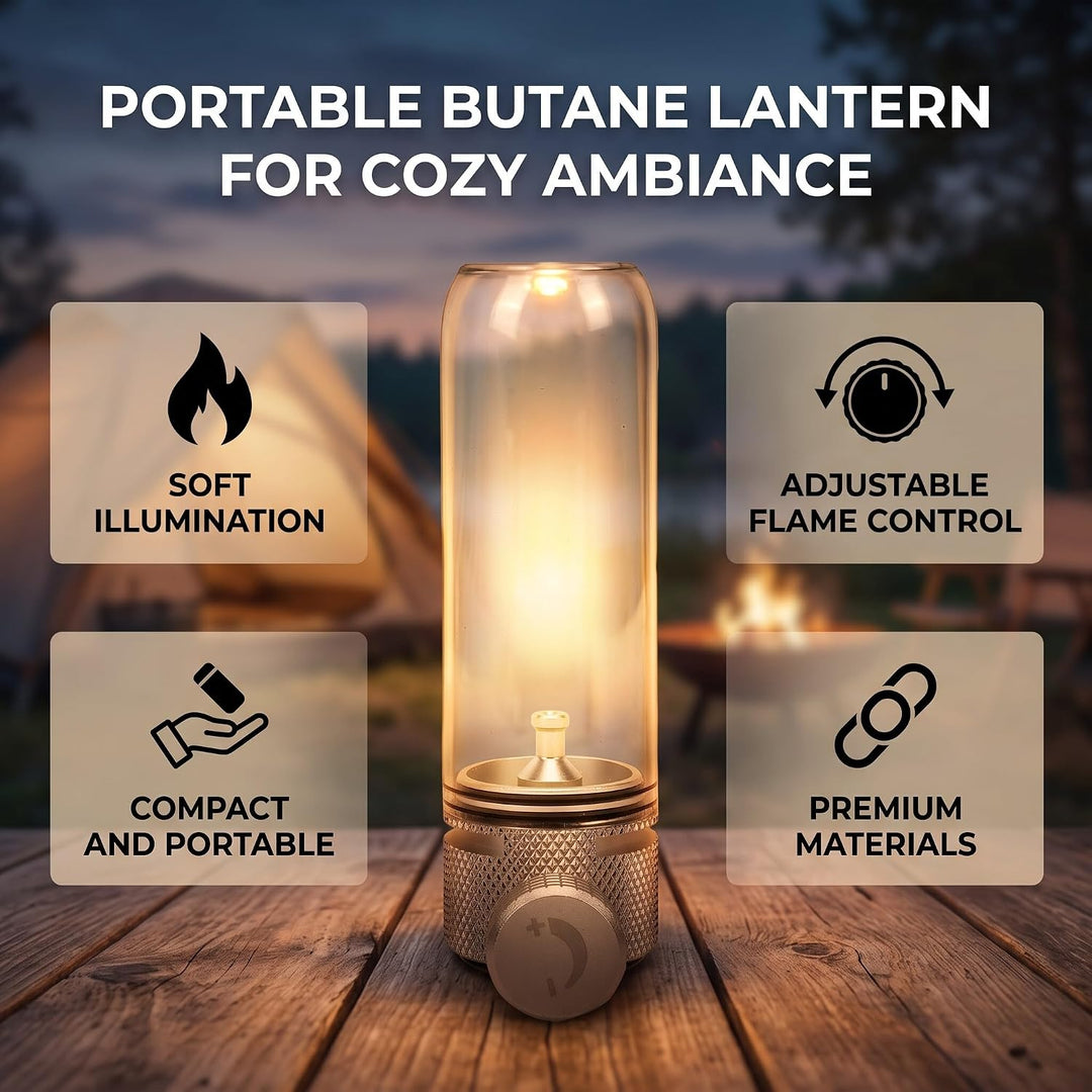 Gaslaterne, Vintage-Butanlaterne, Kompakte Tragbare Gaskerzenlampe für Outdoor-Camping