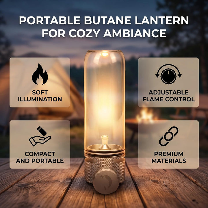 Gaslaterne, Vintage-Butanlaterne, Kompakte Tragbare Gaskerzenlampe für Outdoor-Camping