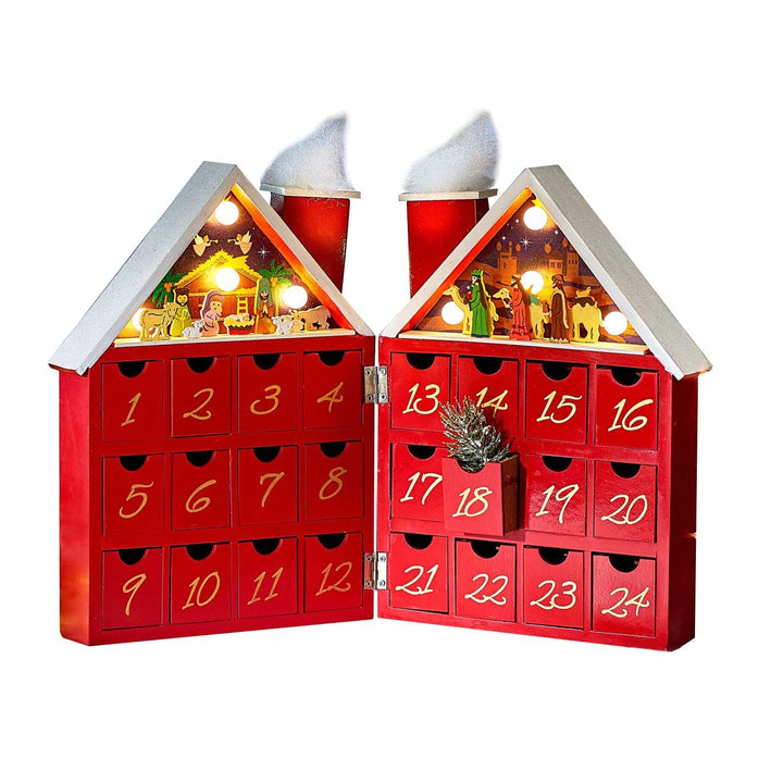Befüllbarer LED Musik Adventskalender Holz Krippenszene Weihnachtskalender Advents Kalender Weihnach