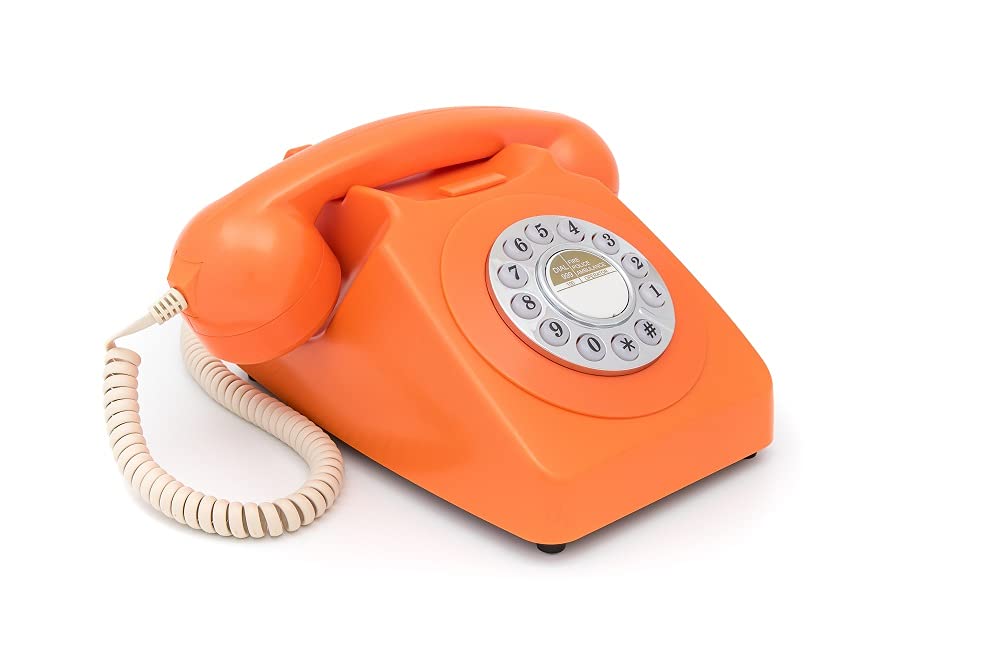 GPO 746PUSHORA - Nostalgie Telefon im 70er Jahre Design, Orange Orange Einzelbett, Orange Einzelbett