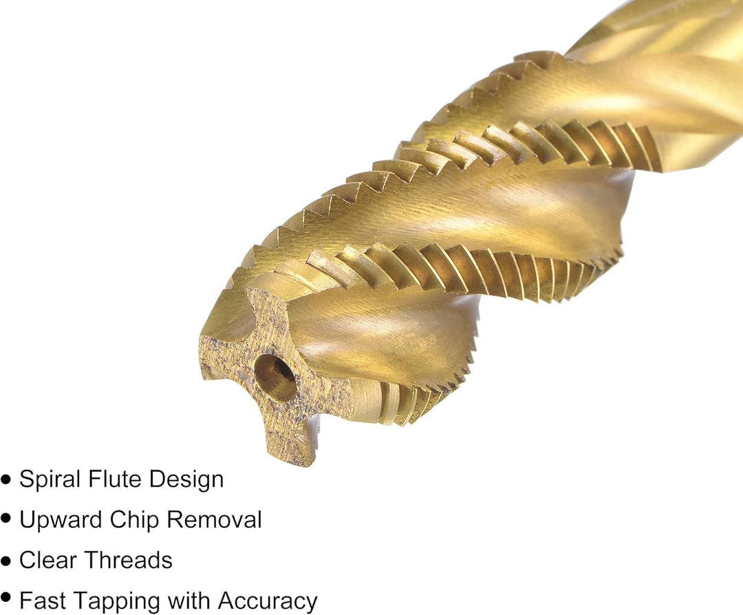 sourcing map Gewindebohrer mit Spiralnut M14 x 1.5 Schnellarbeitsstahl Titanbeschichteter Maschineng