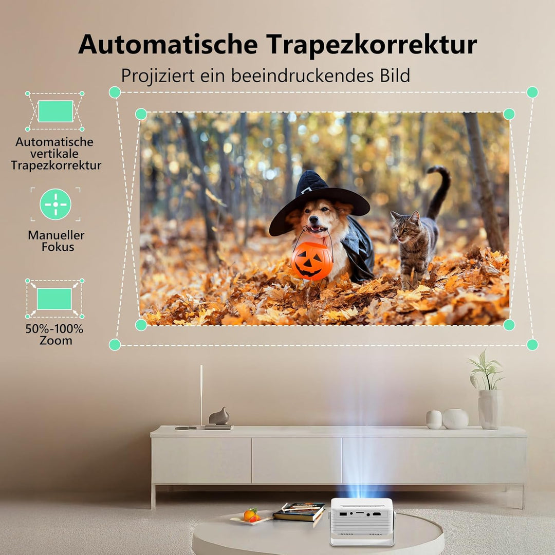 YOTON Mini Beamer, Projektor tragbarer 1080P Full HD, Y3 Heimkino Mini Projektor, kompatibel mit Sma