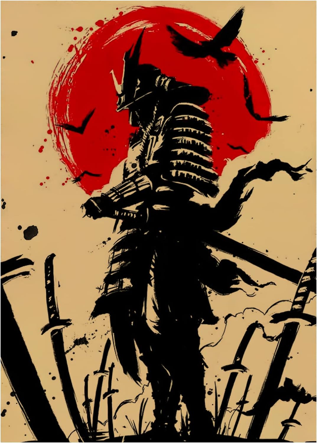 UGZDEA Japanese Samurai Leinwand Bilder, Japanese Bushido Art Portrait Poster Modern Wohnzimmer Schl