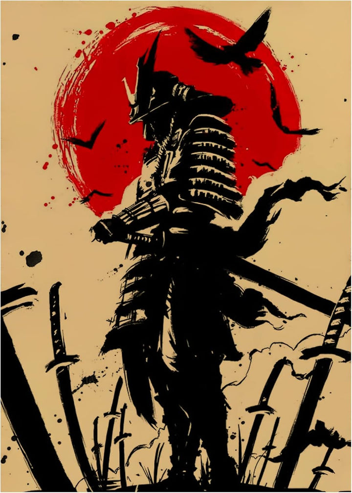 UGZDEA Japanese Samurai Leinwand Bilder, Japanese Bushido Art Portrait Poster Modern Dekoration Post