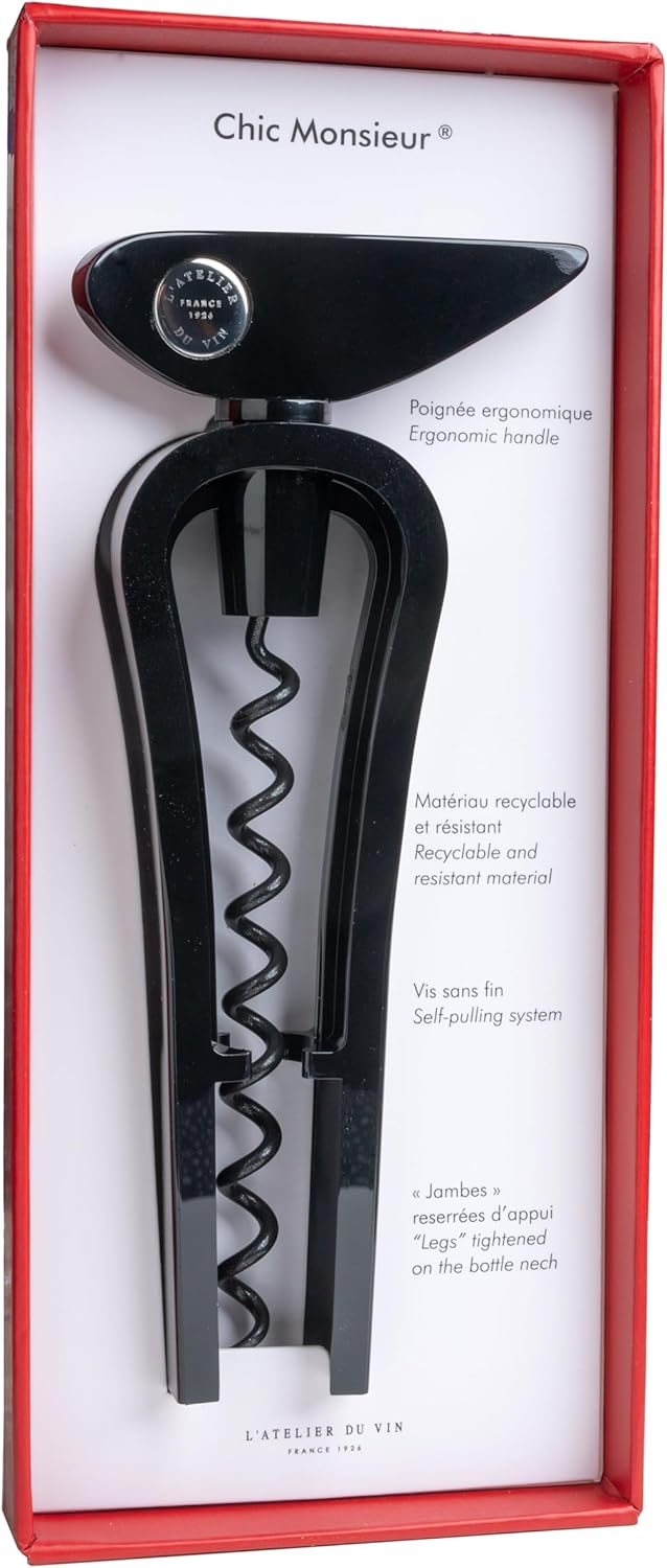 L'Atelier du Vin - Chic Monsieur Night - Korkenzieher mit Endlosgewinde, Farbe Schwarz