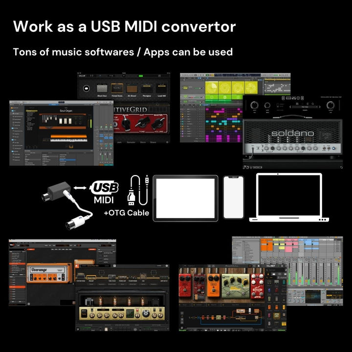 PAINTAUDIO Paint Audio Wireless MIDI Adapter, MIDI Mate Ultra Low Latency Adapter für Synthesizer, D