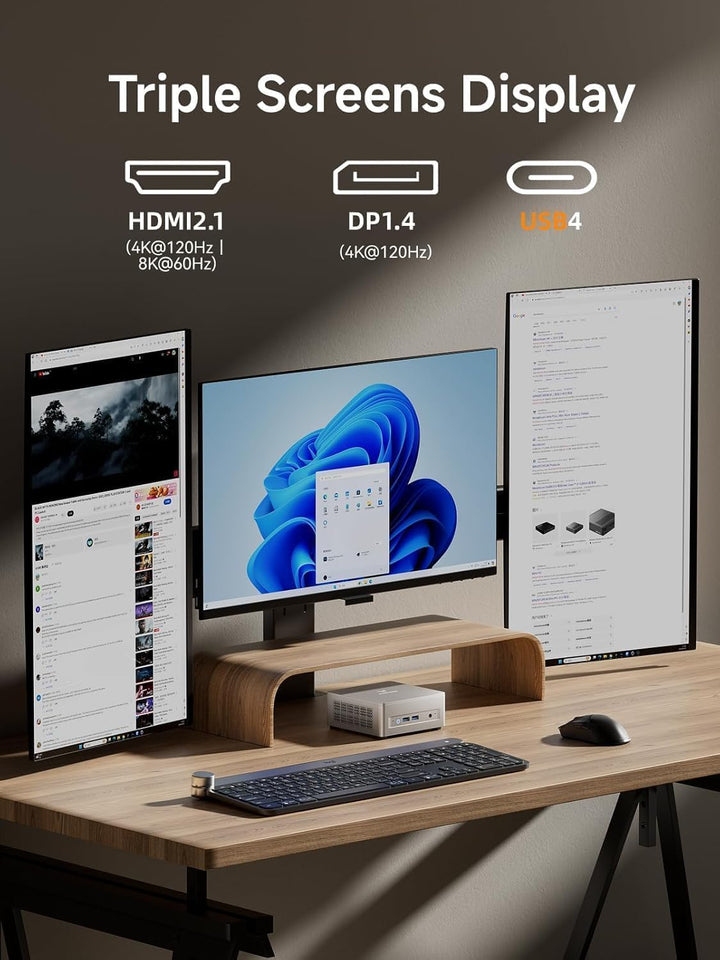 MINIS FORUM UM750L Slim Mini-PC, AMD Ryzen 5 7545U (6 Kerne/12 Threads, bis zu 4,9 GHz), 16 GB LPDDR