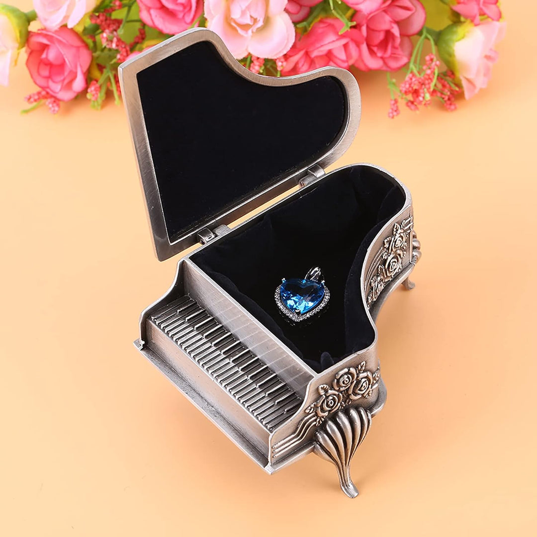 Vintage Metall Schmuck Box, Klavier geformte Schmuck Organizer Antike Zink Legierung Schmuck Fall Ri