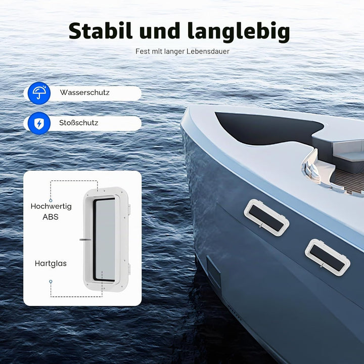 Boat Bullauge Fenster, 4mm Gehärtetem Glas Bullauge beständige, Rechteckiges Öffnung Portlight Boots