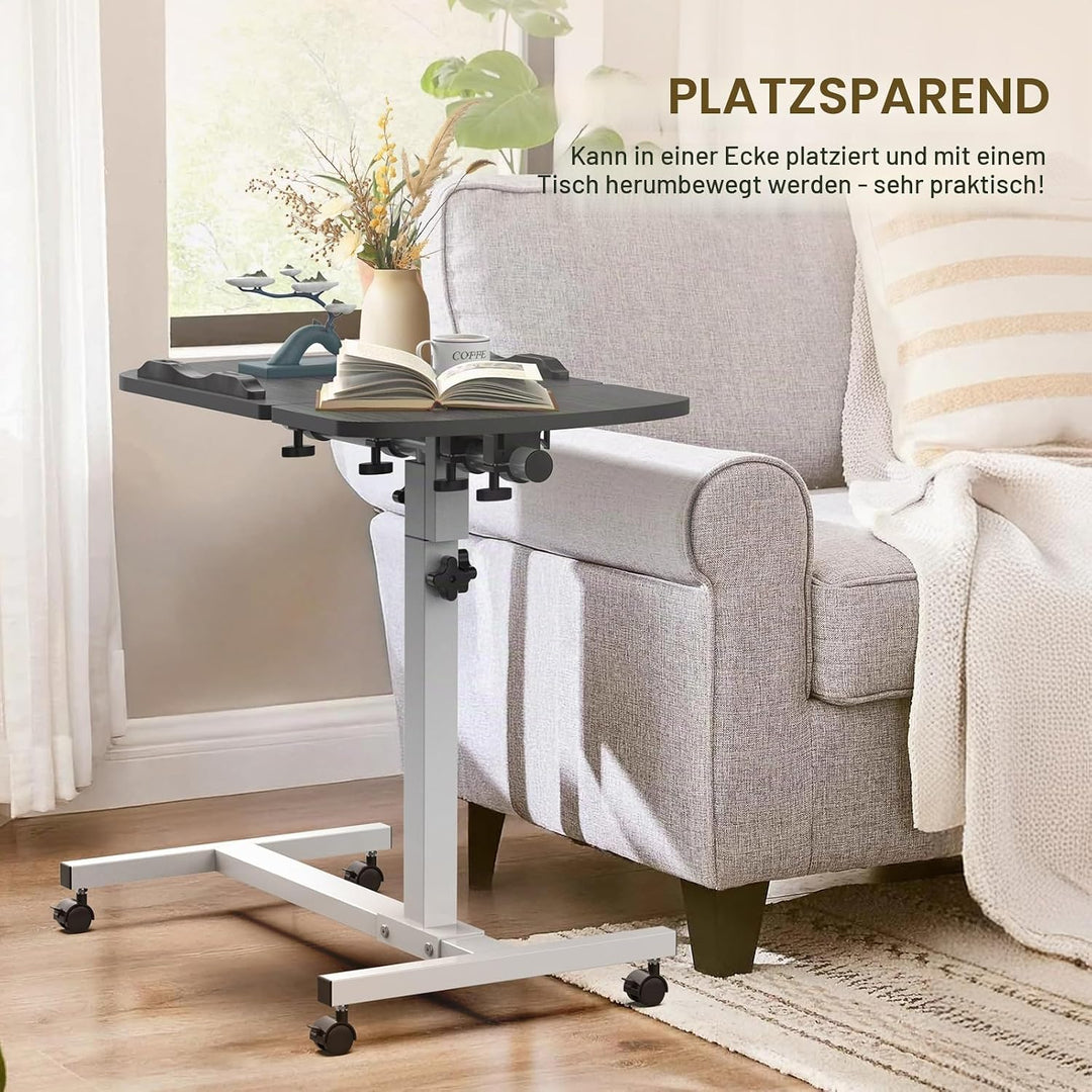 Soontrans Betttisch auf Rollen, 60×40cm, Laptoptisch Höhenverstellbar, Beistelltisch Bett mit Mehrer