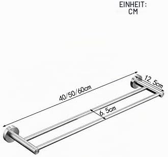 Leekayer Badezimmer-Handtuchhalter, 40 cm, Doppelarm, gebürstetes Nickel, Handtuchring, Edelstahl, z