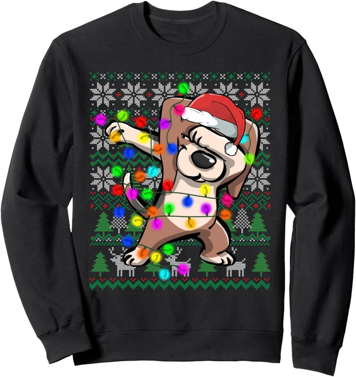 Dabbing Beagle Christmas Lights Ugly Christmas Sweater Gifts Sweatshirt