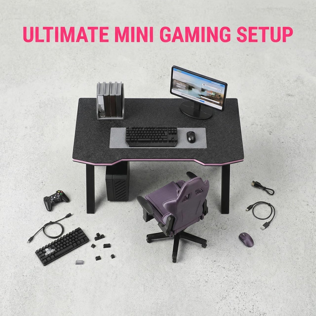 Didiseaon Miniatur-Gaming-Schreibtisch Und Puppenhaus-computerstuhl, Massstab 1:12, Mini-möbelmodell