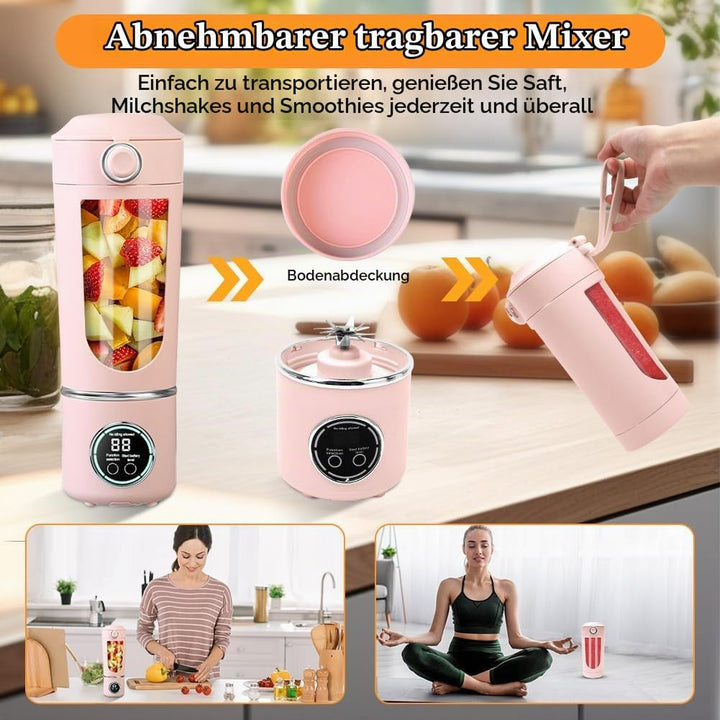 Tragbarer Mixer, 700 ml kleiner Smoothie Mixer, Mini-Standmixer mit 12 Edelstahlklingen und Digitala