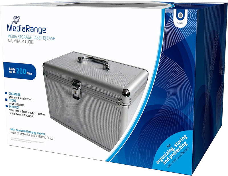 MediaRange Archivierungskoffer für 200 Discs, Aluminium-Optik, silber, 18cm & Hama CD Doppel-Schutzh