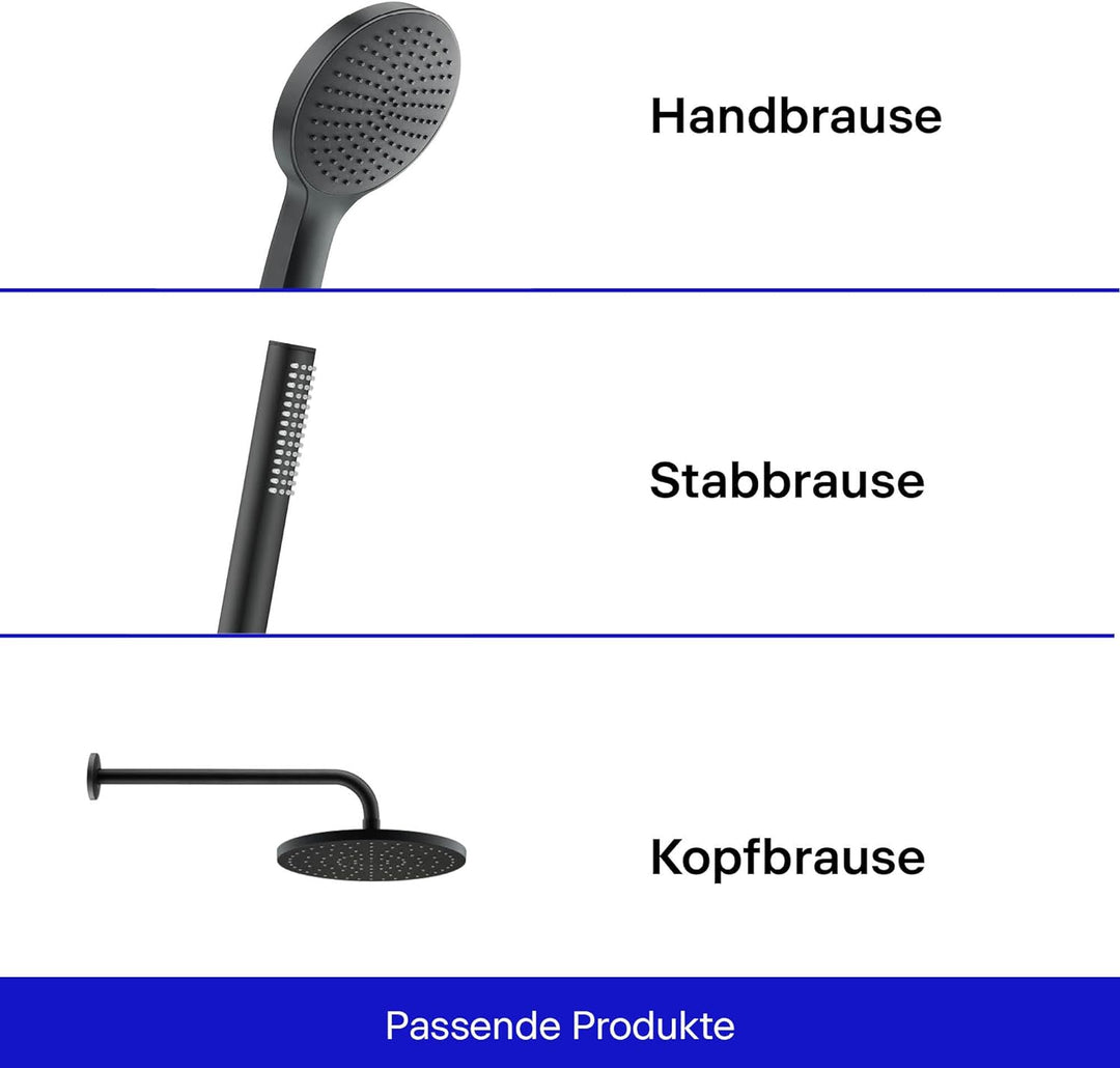 Duravit Universal Duscharm, Duscharmatur Wandbefestigung, Brausearm 410 mm, Duschbrause rund, Schwar