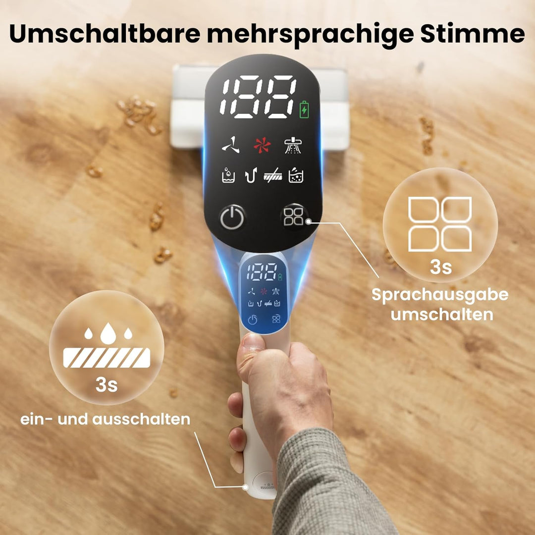 Proscenic F10 Pro Nass-Trockensauger, Saugwischer Smart 3 in 1, Leichtgewicht, Leise kabelloser Stau