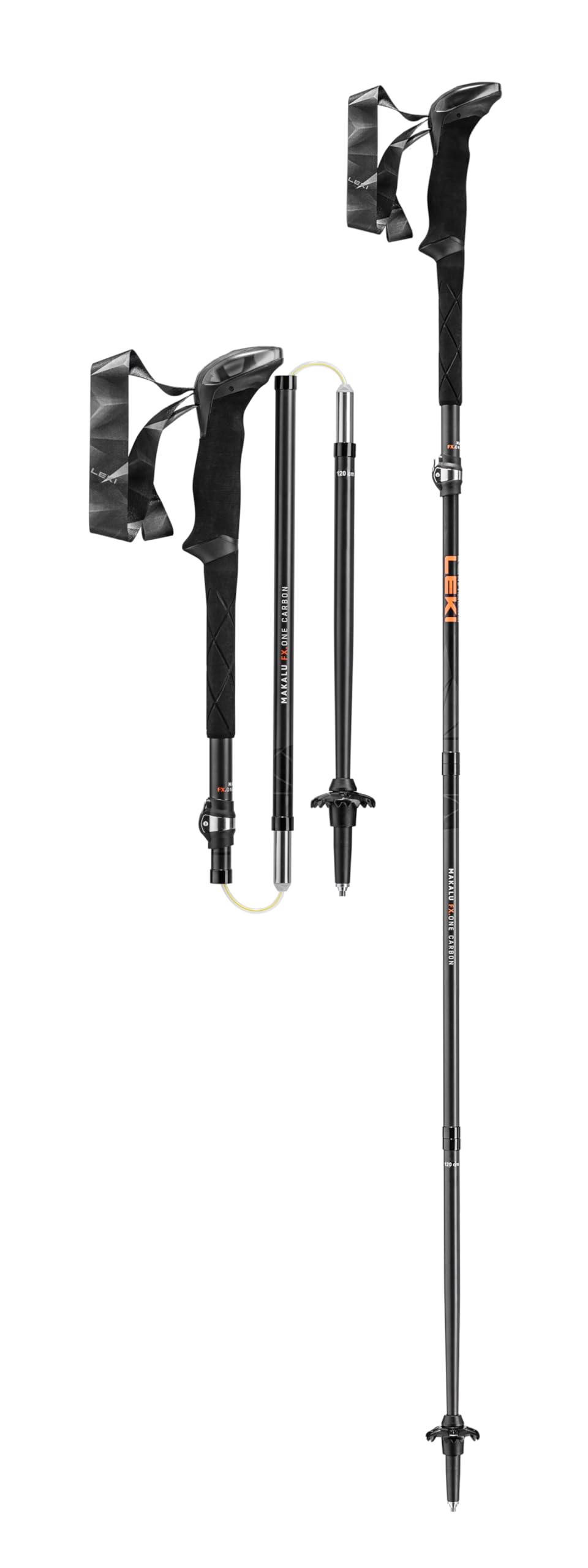 Leki Makalu FX.One Carbon Wanderstöcke Schwarz-Naturalcarbon-Orange 110 cm, Schwarz-Naturalcarbon-Or