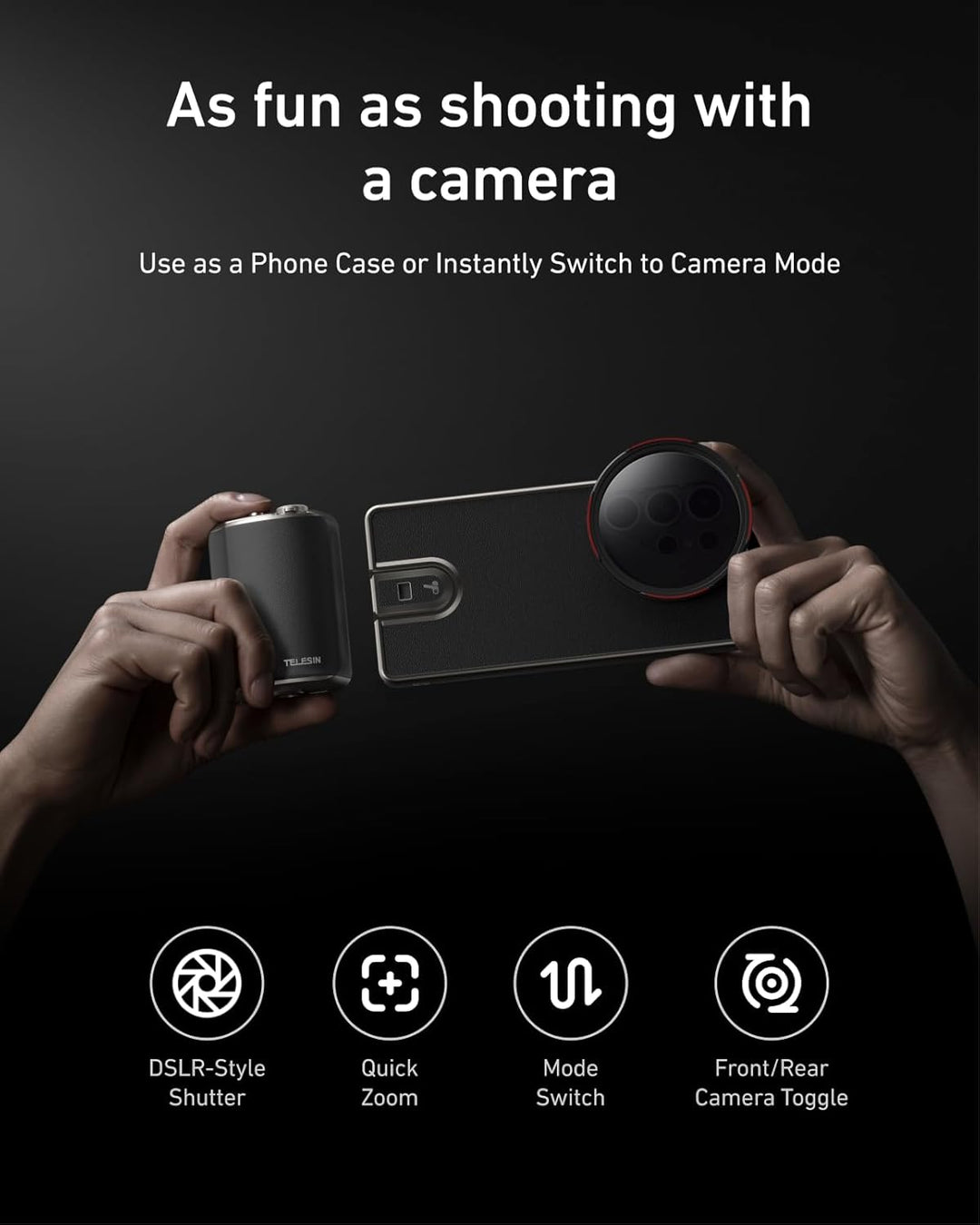 TELESIN Fun Shot Mastergrip Smartphone Kameragriff Fotografie Set (Griff + Smartphone Hülle + 67mm V