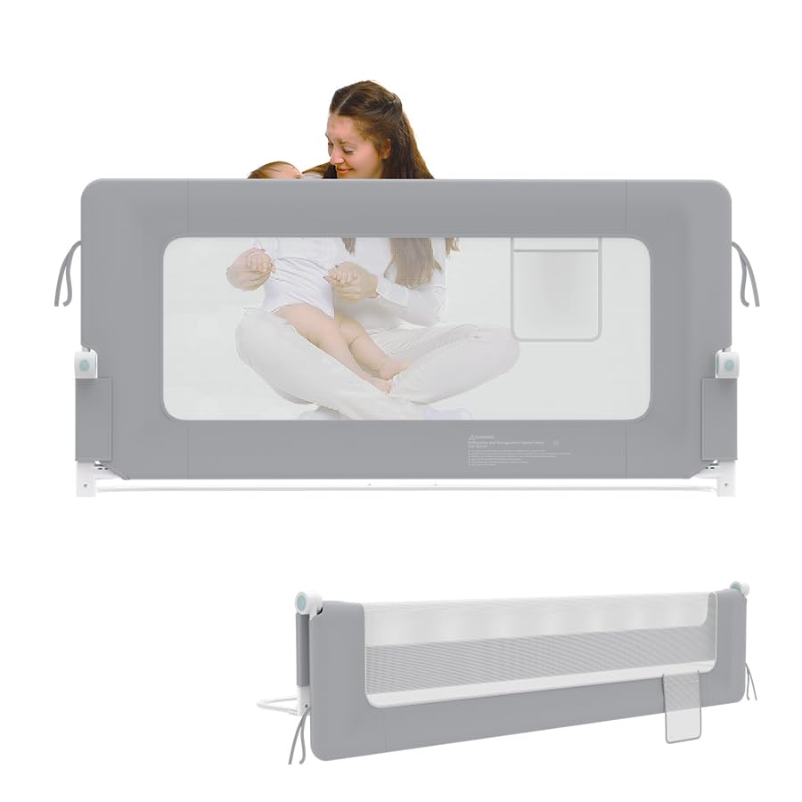 AufuN Bettgitter Bettschuztgitter Portable 150cm, Faltbar Kinderbettgitter für Kinder Babybettgitter