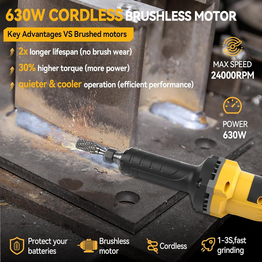 Akku Geradschleifer Kompatibel mit DeWalt 18V Akku, Bürstenloser Geradschleifer 6mm 3mm Bohrfutter P