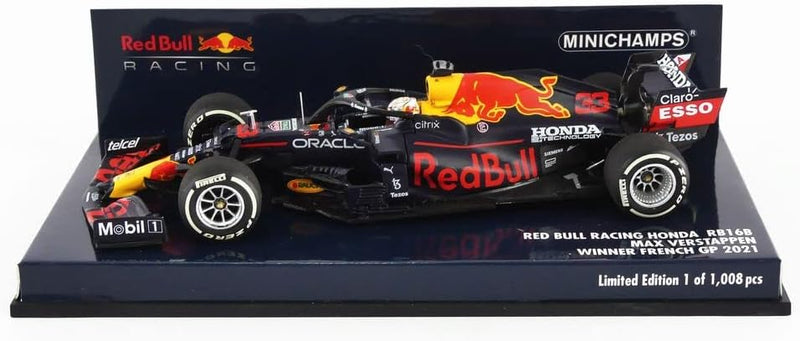 Minichamps 410210833 1:43 Red Bull Racing Honda RB16B-Max Verstappen-Winner French GP 2021 Sammlerst