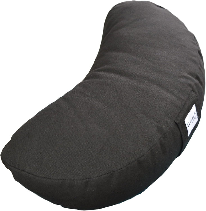 Yoga und Pilates Kissen Halbmond 100% Baumwolle Bezug (42 x 20 x 12 cm) Schwarz, Schwarz