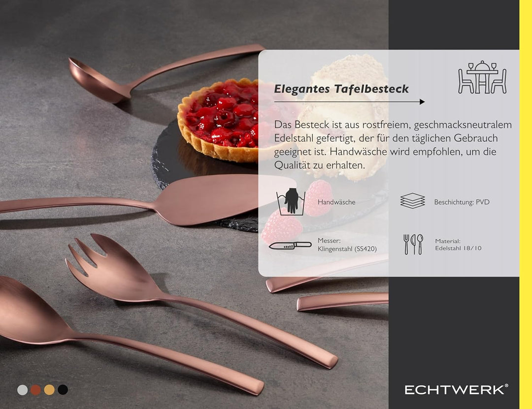 Echtwerk Tafelbesteck "Avelino", PVD bronze mattiert, 68-teilig, für 12 Personen, Edelstahl 18/10, B