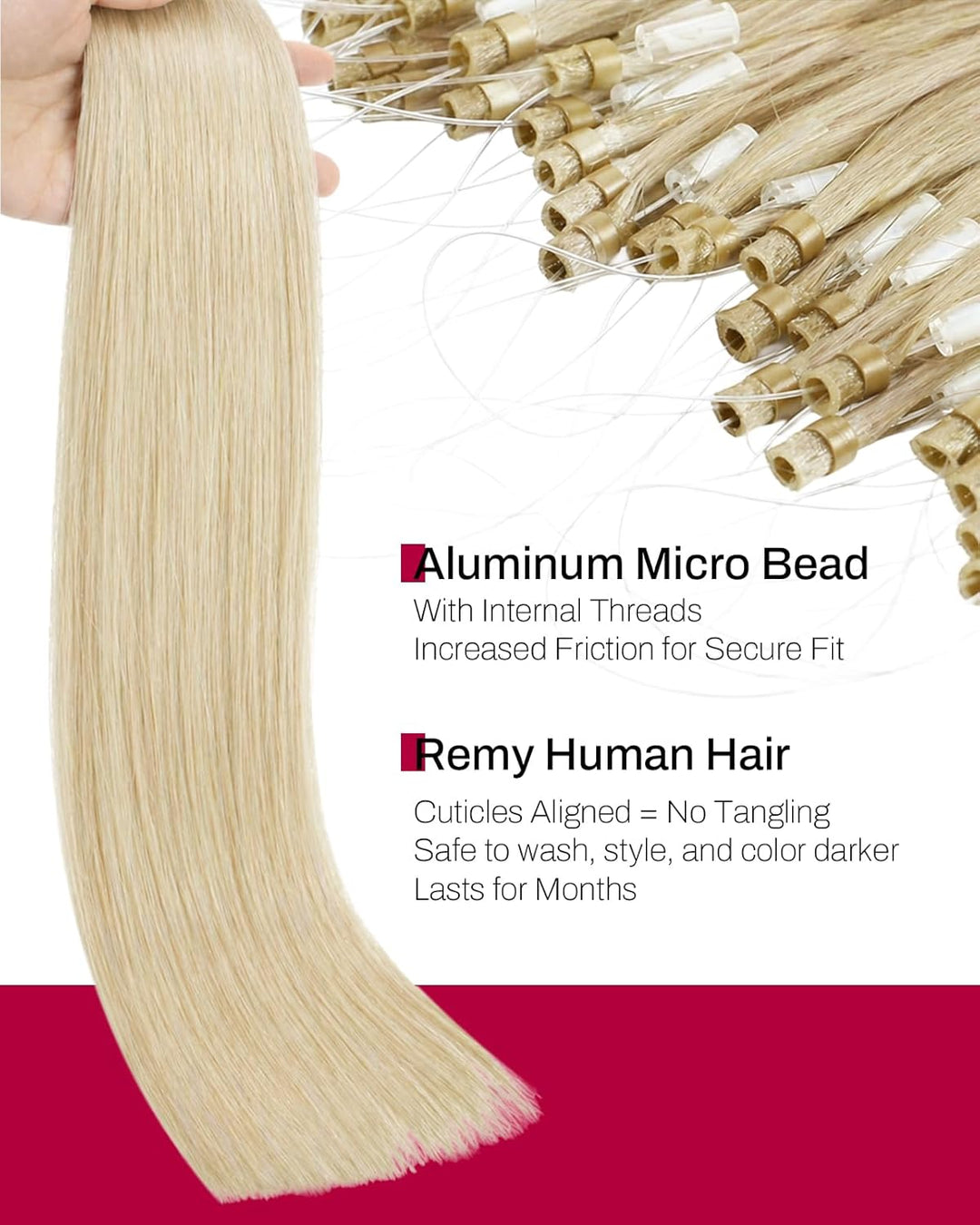 Moresoo Microring Extensions Echthaar Remy Blond Cold Fusion Haarextension Echthaar Microring Loop P