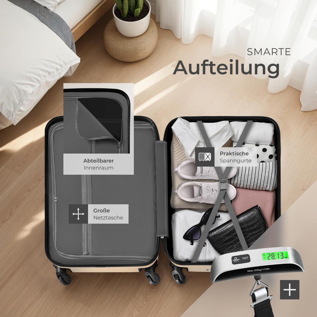 tectake® 4tlg. Hartschalenkoffer Set, Reisekoffer Set mit Rollen, Hartschale aus ABS, Koffer Set mit