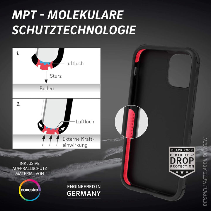 Black Rock - Handyhülle Robust Case Real Carbon Hülle passend für Apple iPhone 12 Mini I Karbon, Fib
